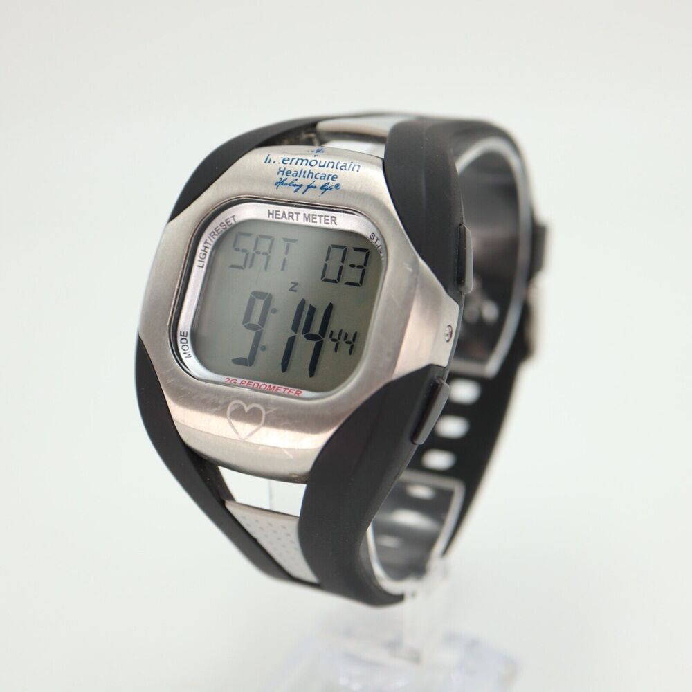 Intermountain Healthcare 2G Pedometer Watch Heart Rate Monitor Black Working